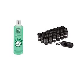 MENFORSAN Shampoo rigenerazione all' Aloe Vera per Cani Naturale calmante/1000 ml &Amazon Basics - Sacchetti per bisogni dei Cani, con Dispenser e Clip per guinzaglio,300 unità