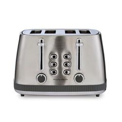 Morphy Richards Mexborough 4 Slice Toaster, Stainless Steel, Independent Operation, Browning Controls, Removable Crumb Tray, Anti-Jam, Defrost, Cancel, Reheat, 1860W, Grey Trim, 242902