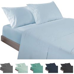 ECOMMERC3 | 4-delat lakanset 200-säng tillverkade 100% tillverkade i Spanien - Lakansset med dragkedja, bänkskiva och 2 örngott i 45 x 110 cm, himmelsblå