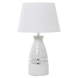 LÁMPARA CERÁMICA PLATEADO/BLANCO+52717,1XE27,MAX.60W °30X49CM, BASE:°14,5X35,5CM