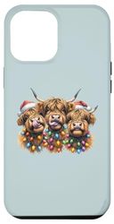 Carcasa para iPhone 12 Pro Max Árbol de Navidad de vaca escocesa de las Tierras Altas Divertidas