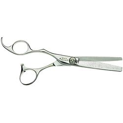 Olivia Garden SilkCut Effileur, Japonais, Taille 6", 35 Dents, Pour Gauchers - Puissantes Lames Convexes, Fait-Main avec de l'Acier Japonais, Dans une Pochette