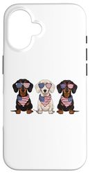 Patriotic Dachshund Dog American Flag USA 4th of July Case for iPhone 16