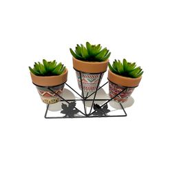 Romimex Supporto per Vaso Multicolore in Metallo Ceramica 34 x 20 x 12 cm