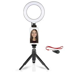 Hama I Aro de luz para Smartphone y Tablet con trípode (Anillo de luz LED con trípode Regulable, trípode con luz para móvil y Tablet, Control Remoto con Bluetooth Incluido) Negro