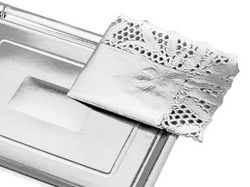 Maxi rechthoekig dienblad met zilveren plaat, 28,5 x 22 cm, 1 stuk