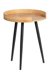 WENKO Petite Table Basse Ronde, Table d'appoint Bout de canapé Bois, Table d'appoint pour Le Salon, Meuble de Salon Tendance Pied métal Noir, Bois Bambou, Ø 40 x 50 cm