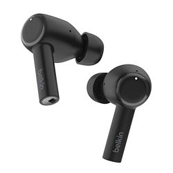 Belkin SoundForm™ Pulse brusneutraliserande hörlurar, trådlösa hörlurar med trådlöst laddningsfodral och tre mikrofoner per hörlur - IPX5 vattentåliga Bluetooth-hörlurar för iPhone och Samsung – Svart