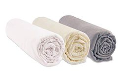 Set van 3 hoeslakens, 70 x 140 cm, babybed, kinderbed, 70 x 140 cm, biologisch katoen, hazelnootwit, ecru, rekbaar en ademend, gezonde slaap, merk Easy Dort | Oeko-Tex label | Made in Europe