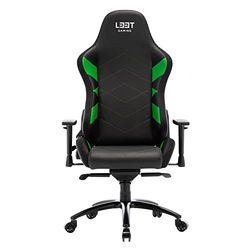 L33T Gaming Bureaustoel, ergonomische directiestoel, E-Sport Elite V4, pc-stoel met nek- en rugkussen, PU-lederen bekleding, armleuningen, verstelbare bureaustoel, E-Sports Gaming Chair, groen