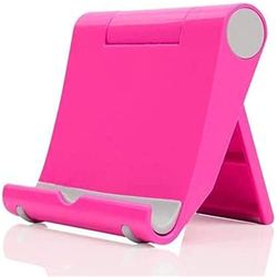 QLLQ Support de téléphone portable pour tablette de bureau - Réglable à plusieurs angles - Base pliable réglable - Mini support multifonction - Rose