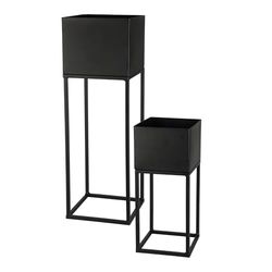 Well Home Set di 2 vasi quadrati colore nero H.37 cm H.58 cm