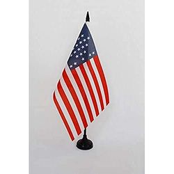 AZ FLAG - Drapeau De Table Etats-Unis Bataille de Fort Sumter 1861 21x14 cm - Petit Drapeau De La Guerre De Sécession De Bureau 100% Polyester Avec Hampe De 25cm Et Socle En Plastique Noir