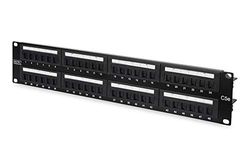 DIGITUS Patch Panel - 19-inch - Cat-5e - 48-poorts RJ45 - niet afgeschermd - LSA patchpaneel - rack-montage 2U - zwart