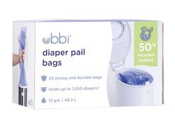 Ubbi Plastic zakken voor eenmalig gebruik, enkele verpakking, 25 stuks, zakken van 13 gallon