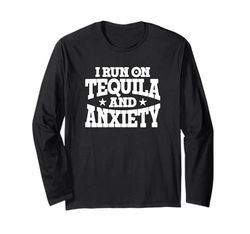 Me quedo con tequila y ansiedad, divertido bebedor de cócteles Manga Larga