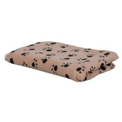 Kerbl Pet Kerbl Hondendeken Stella met pootpatroon, knuffeldeken voor mandjes/sofa/bed, fleecedeken, 140 x 100 cm, beige
