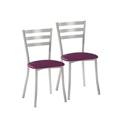 ASTIMESA SCRRBJ Due sedie da Cucina, Metallo Similpelle Alluminio, Melanzana, Altura de asiento 45 CMS