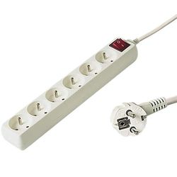 PremiumCord Extensão de 230 V, 6 tomadas com interruptor, extensão de 230 V, entradas francesas giratórias de 45°, tomada múltipla segurança infantil, branco, 10 m