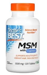 Doctor's Best MSM con OptiMSM Vegano, 1500mg - Apoyo para las Articulaciones y la Salud Ósea, 120 cápsulas comprimidos