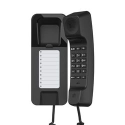 Gigaset Desk 200 - Téléphone Filaire Ultra Compact avec Cordon Extensible - 10 numéros abrégés - Rappel du dernier numéro - Compatible avec Les appareils auditifs, Noir