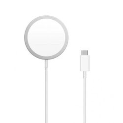 Cargador magnético inalámbrico Blanco, Cargador rápido 15W Entrada Tipo C Compatible con iPhone 15/15 Pro/15 Pro Max/14/13/12 Series