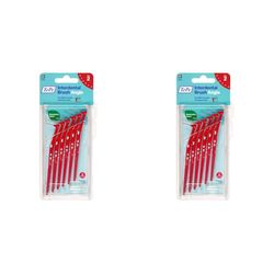 TePe Brossettes interdentaires Angle - Idéal pour le nettoyage des espaces interdentaires des molaires - 1 x 6 brossettes - Diamètre 0,5mm - Rouge (Lot de 2)