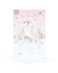 UK Greetings Christmas Card for Granddaughter - Deers in Snowglobe Design