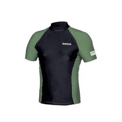 Abysstar Rash Guard-Lycra UV 50 Shirt, Negro/Verde, S-M para Hombre