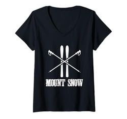 Donna Mount Snow Sci Sciatore Bastoncini da sci Nordic Down Hill Alpine Maglietta con Collo a V