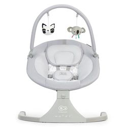 kk Kinderkraft LULI Hamaca bebé, Eléctrica Silla macedora, Columpio bebe, Balancin para bebés 0-9 kg, Balanceo automatico 5 Velocidades, Arco regulable con 2 juguetes, 12 melodias, Gris