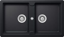 SCHOCK | Lavello Cucina Toledo N200 2 Vasche, Materiale ®Cristadur, Nero Puro, 860x500mm