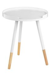 Premier Housewares Viborg Round Side Table Wood, 49 x 40 x 40 cm - White