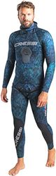 CRESSI Tokugawa 2-PCS Nylon W/Hood 2 Mm, Camo Blue, XL, 2 Pezzi Mute da Pesca Subacquea Uomo, Blu Mimetico