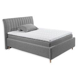 Stella Trading Akron Lot de 6 Boxeurs, 140 x 200 cm, Gris foncé, Confortables, avec tiroir de lit et surmatelas en Mousse Froide, d'ingénierie Polyester Bois