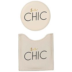 DRAEGER PARIS 1886 - Miroir de Poche Rond So Chic avec Étui Ivoire - Compact et Anti-Rayures - Miroir Maquillage pour Maison et Voyage - Idée Cadeau Fête, Anniversaire, Amoureuse, Amie - 8 x 8,5 cm