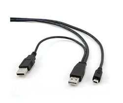 Watio Wave Cable USB - cable USB x2 a Mini USB 5 pines, longitud de 0.9m, color negro, ideal para conectar dispositivos electrónicos.