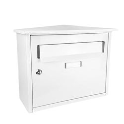 glowster Mailbox in galvanized steel, white, 33 x 39 x 17 cm, design with rain trapdoor, durable and useful for receiving correspondence.