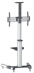 Manhattan 461245 universele multimedia tv-standaard op wielen voor schermen 37" tot 70" (tot 50 kg camerahouder en AV-plank afneembaar) zwart zilver