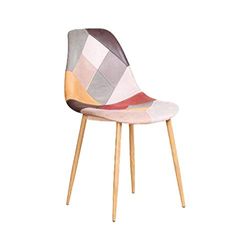 Zons Set van 4 ORAZ stoelen patchwork in verschillende kleuren met metalen bekleding in houtlook