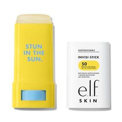 e.l.f. Suntouchable Invisi-Stick SPF 50, Protezione Solare Viso in Stick, Resistente All'acqua, Infuso con Bisabololo e Olio di Semi di Girasole, Vegano & Cruelty-Free