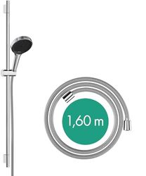 hansgrohe Rainfinity - Doucheset, Douchekop met Douchestang 90cm, Designflex Textiel Doucheslang 160cm en Douchekophouder, Handdouche met 3 jets, chroom