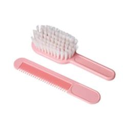 EUROSTIL Unisex_Adult Bebe CEPILLO Suave ROSA 1UN + PEINE 1U Baby Soft Pink Brush Comb, aplica