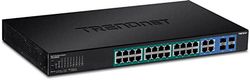 TRENDnet 28-portars Web Smart PoE+ Switch, 24 x Gigabit PoE+-portar, 4 x delade Gigabit-portar (RJ-45 eller SFP), VLAN, QoS, LACP, IPv6-stöd, 370 W PoE-totalprestanda, TPE-5028WS