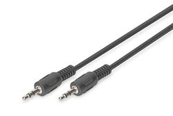 DIGITUS cable de conexión de audio - clavija de 3,5 mm a clavija de 3,5 mm - cable AUX - cable estéreo - 1,5 m - negro - para sistemas estéreo, cine en casa, barra de sonido, ordenador