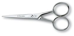 3 Claveles 27003 Mustache Scissors for Barbershop, Straight 4.5 Inches
