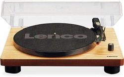 Lenco LS-50 Giradiscos de vinilo con caja de madera y altavoz, USB, conversión de vinilo a digital, cubierta protectora, transmisión por correa, 2 x Stylus (aguja)