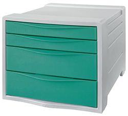 Esselte Archivador de Escritorio, Organizador de 4 Alturas para Organizar Documentos, Folletos y otra Papelería, Casa y Oficina, Diseño en Relieve, Gama Colour'Breeze, Verde, 626285