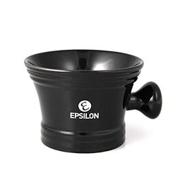 Epsilon Ciotola da barba in ceramica con manico nero, standard, unica