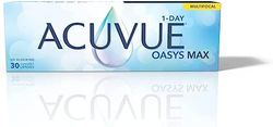 Acuvue Oasys Max 1-Day MULTIFOCAL Lentes diarias con Tecnología TearStable, filtro de luz OptiBlue y diseño Pupil Optimized, +0.25 dpt, diámetro 14.3 mm, 30 unidades, +0.75 adición, curva base 8.4 mm
